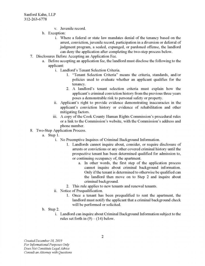 Cook County Just Housing Ordinance Outline Page 2