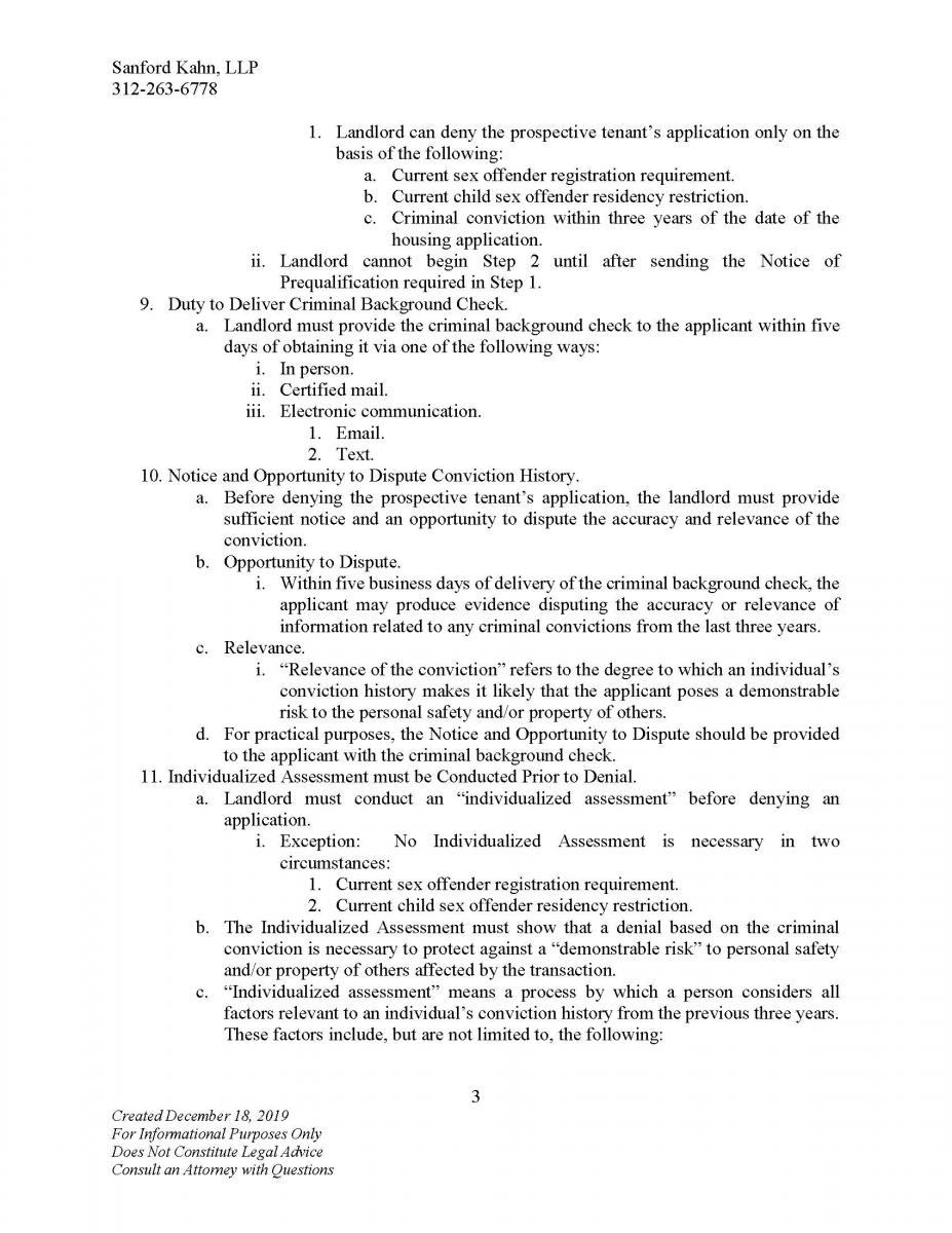Cook County Just Housing Ordinance Outline – Sanford Kahn, LLP